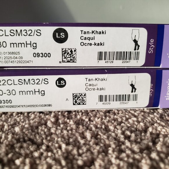 2 Pait Sigvaris Men's Tan Compression Socks / Stockings Size LS 20-30 MMHg New - Picture 2 of 5